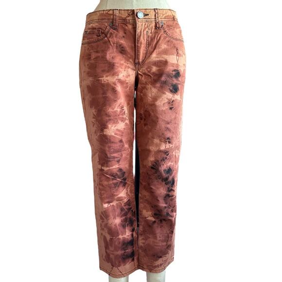 Womens Pants Size 8 Tie Dye Reworked Skinny Crop Casual Bohemian Beach Summer - Picture 1 of 8
